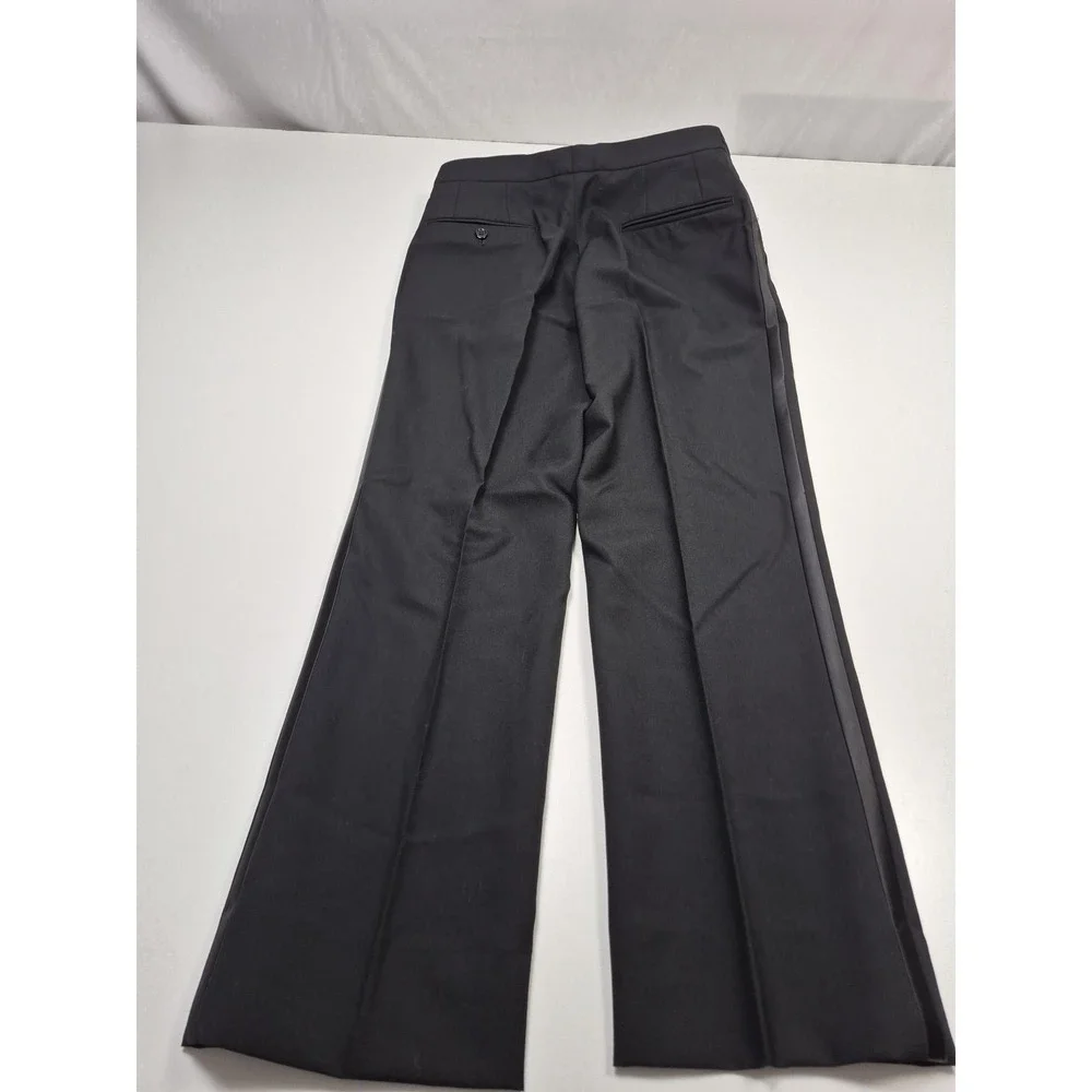 VTG Tuxedo Dress Pants Men's 31x29 Black Satin Stripe Wool Adjustable Waist